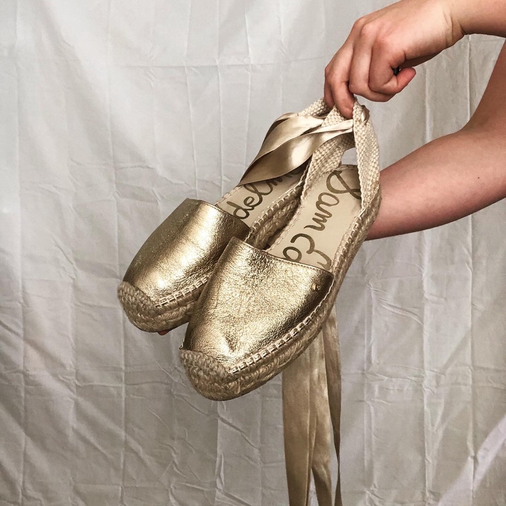 Sam Edelman Gold Ballet Espadrille Raised Flats